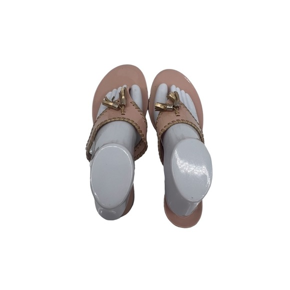 Jack Rogers Pink Gold Alana Jelly T-Strap Flip Flop Tassel Sandals Size 10 Women - Picture 5 of 10